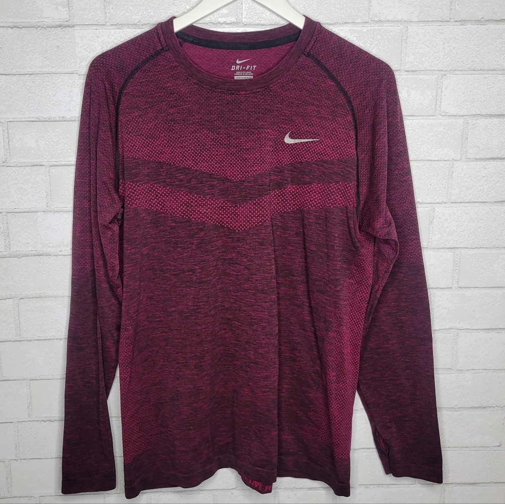 Nike Maroon Dri-Fit Long Sleeve Shirt